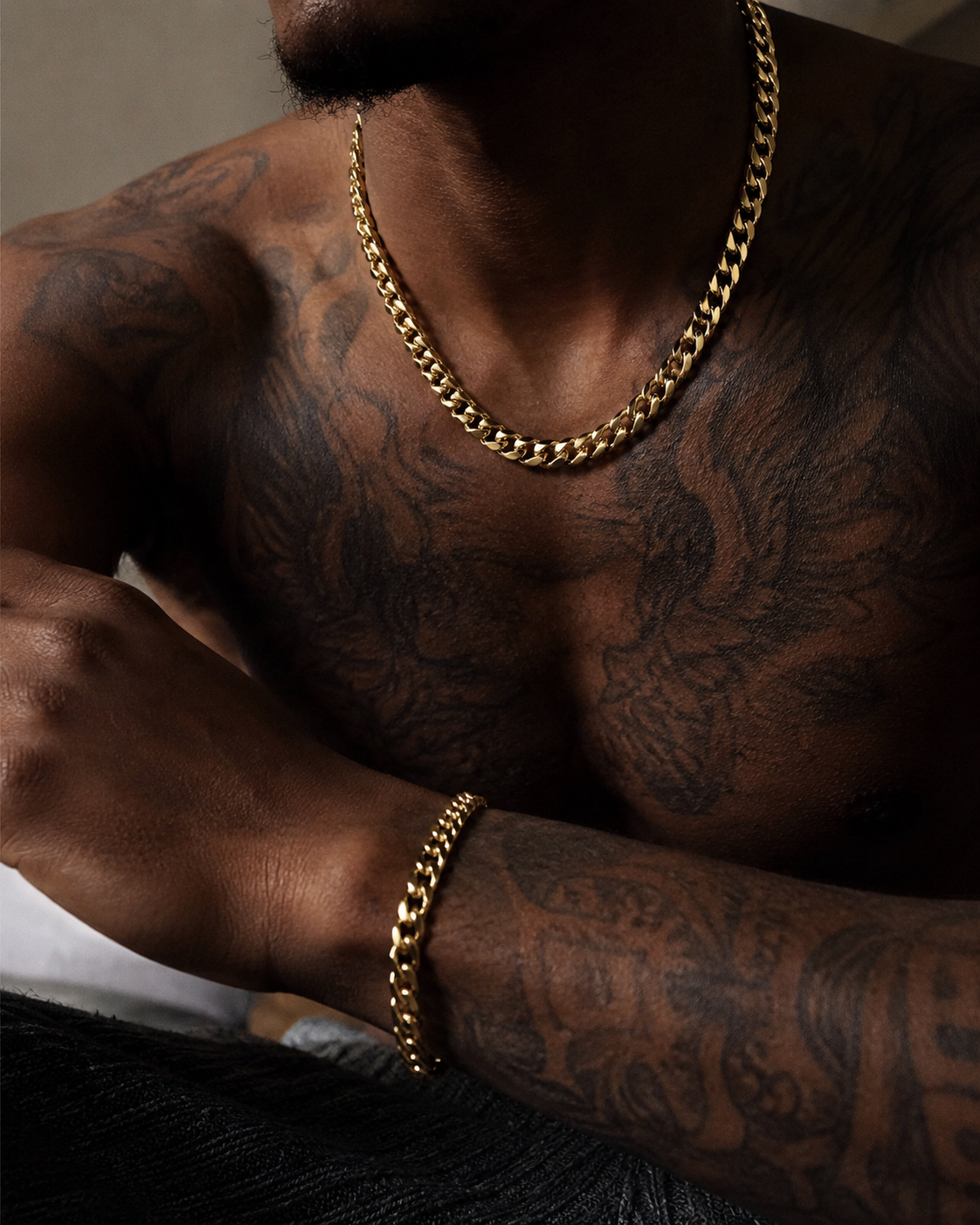 PACK - Collier Cuban & Bracelet Cuban (Or)